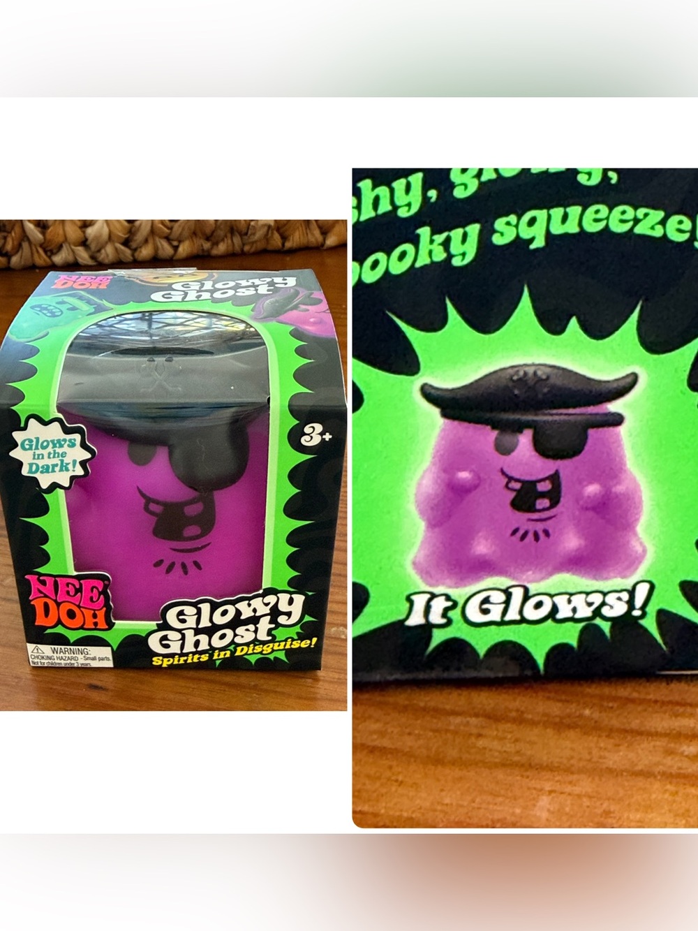 Needoh Glowy Ghost Purple Pirate Costume Glow-in-the-Dark  Squeeze Toy NEW